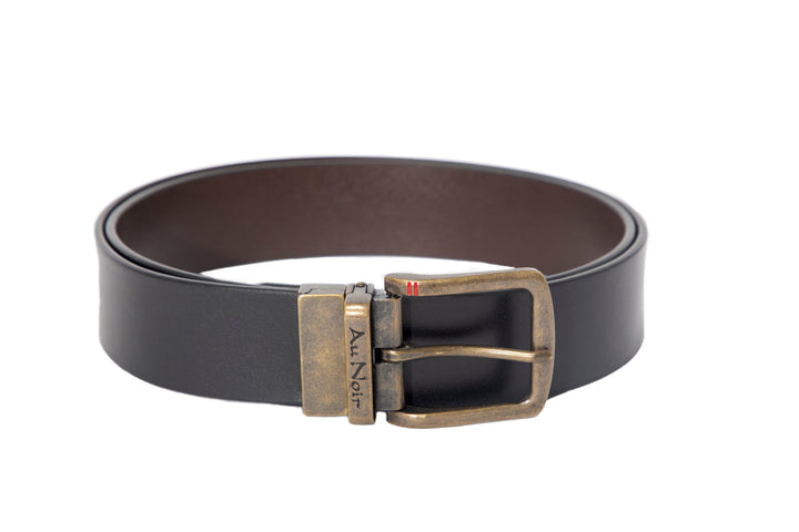 REVERSIBLE BELT | STRAUSS BRASS, noir-brun