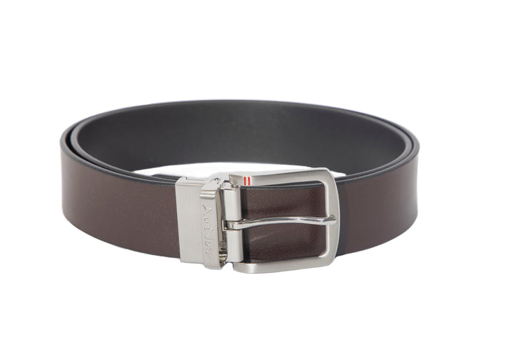 REVERSIBLE BELT | STRAUSS BRUSHED NICKLE, noir-brun
