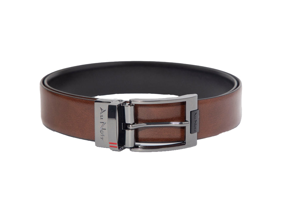 CEINTURE RÉVERSIBLE | DESOTO GUNMETAL, noir-brun - AU NOIR