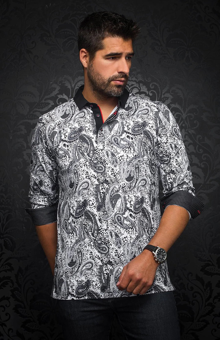 Polo | AHMOSIS, White / Black - AU NOIR