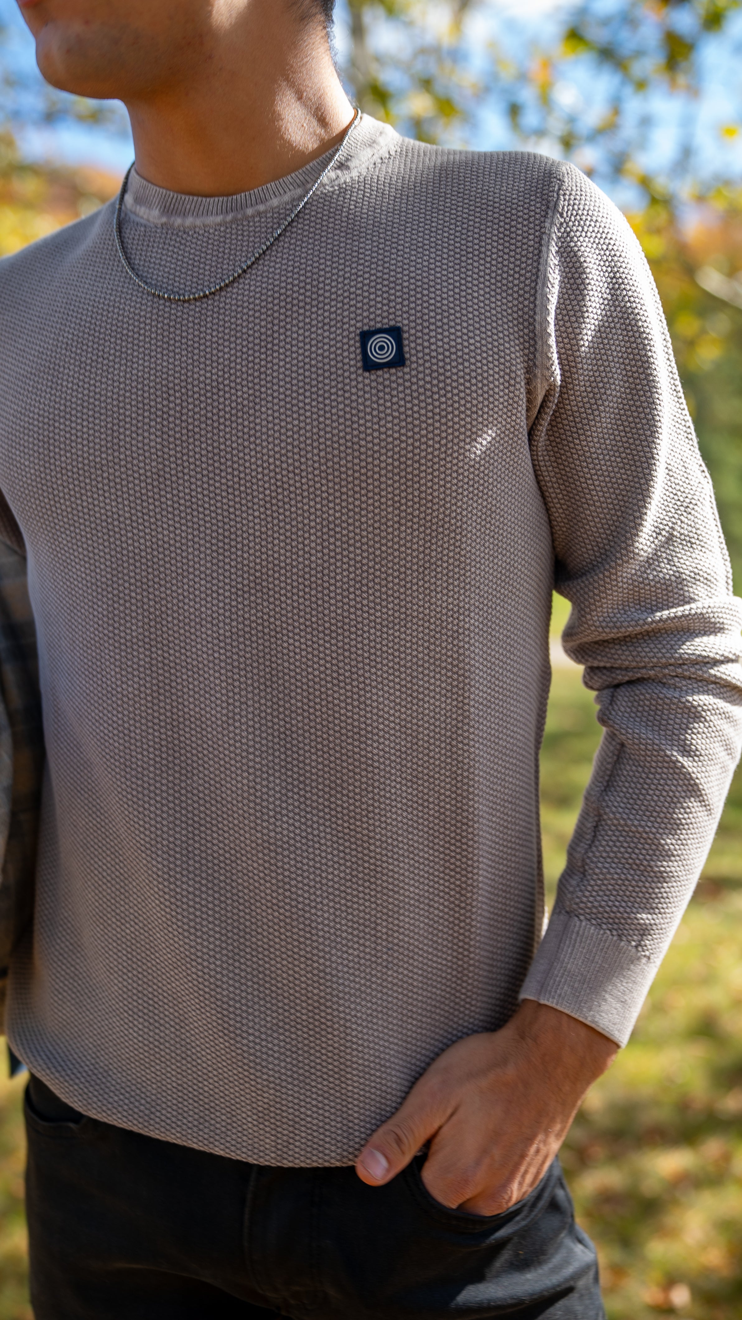 Cotton Waffle Crew Pullover Sweater