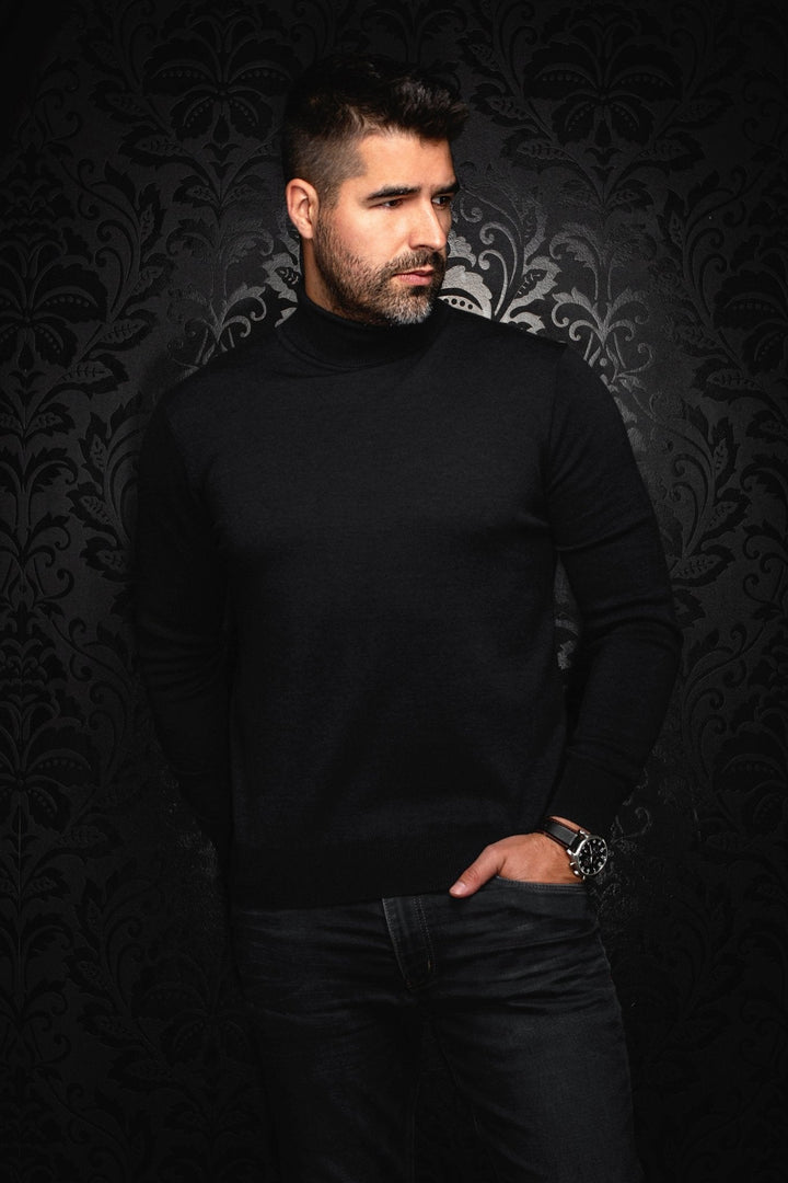 CHANDAIL EN LAINE MÉRINOS | ARKANES, Black - AU NOIR