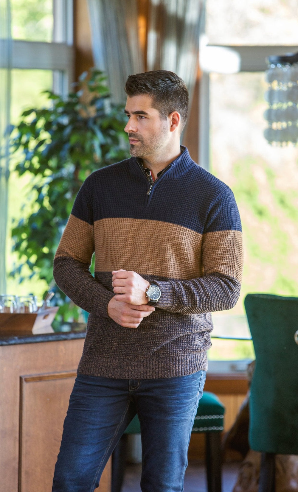 CHANDAIL EN LAINE MÉRINOS | DALVIK, Tobacco - AU NOIR