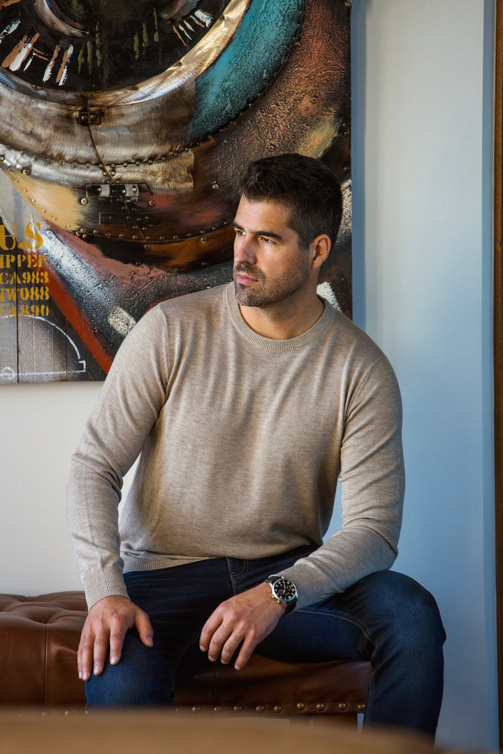 CHANDAIL EN LAINE MÉRINOS | MARINI, taupe - AU NOIR