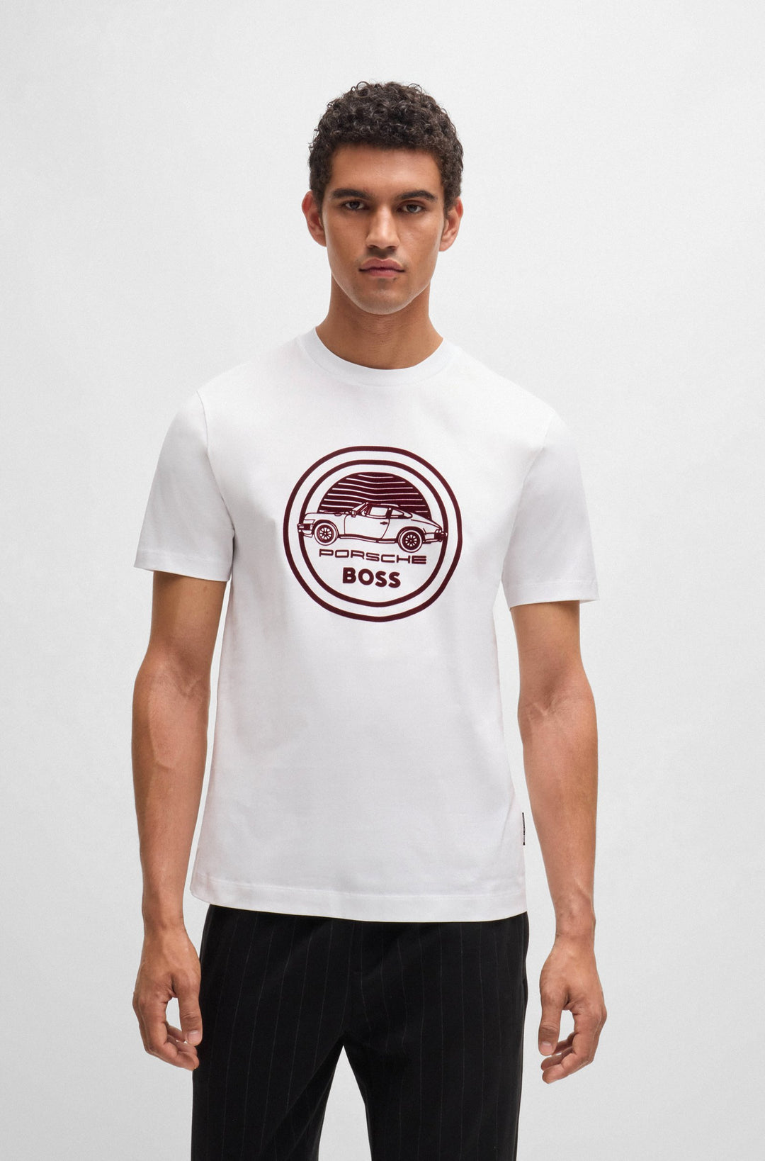 Porsche x BOSS mercerized-cotton T-shirt with special branding