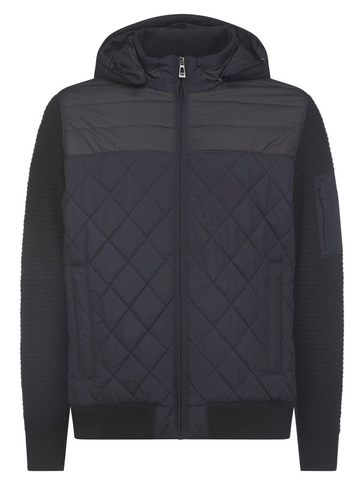Made in Italy Knitted Bomber Jacket with Removable Hood