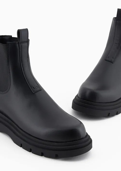 Armani Black Leather Chelsea Boots