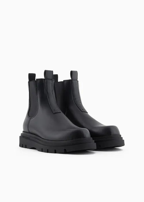 Armani Black Leather Chelsea Boots