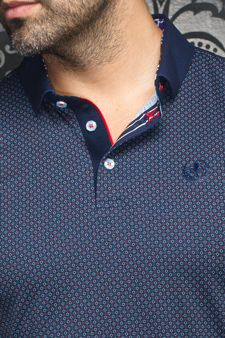 Long Sleeve Polo | GOLDONI, Navy Red