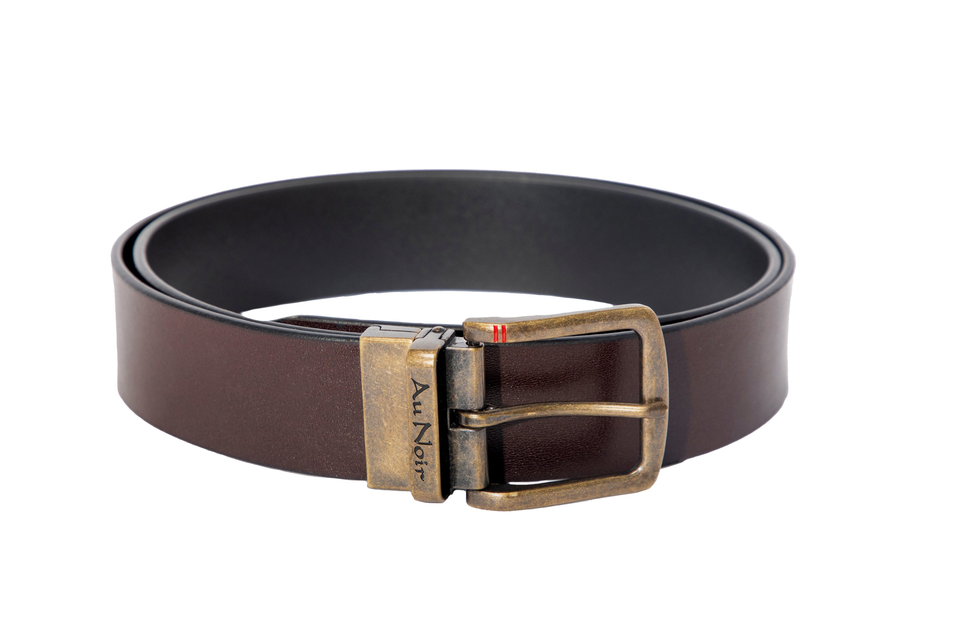 REVERSIBLE BELT | STRAUSS BRASS, noir-brun