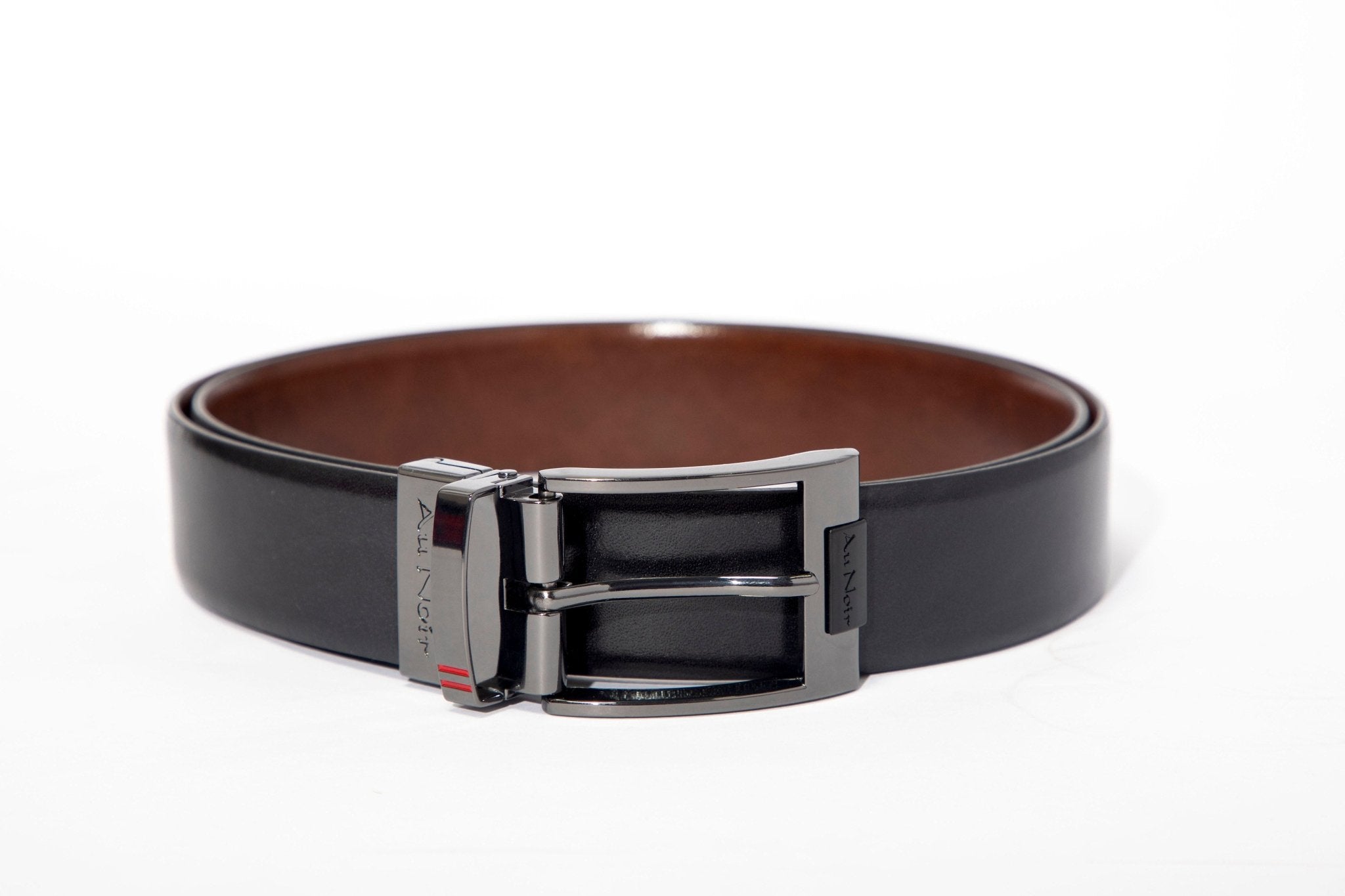 CEINTURE RÉVERSIBLE | DESOTO GUNMETAL, noir-brun - AU NOIR