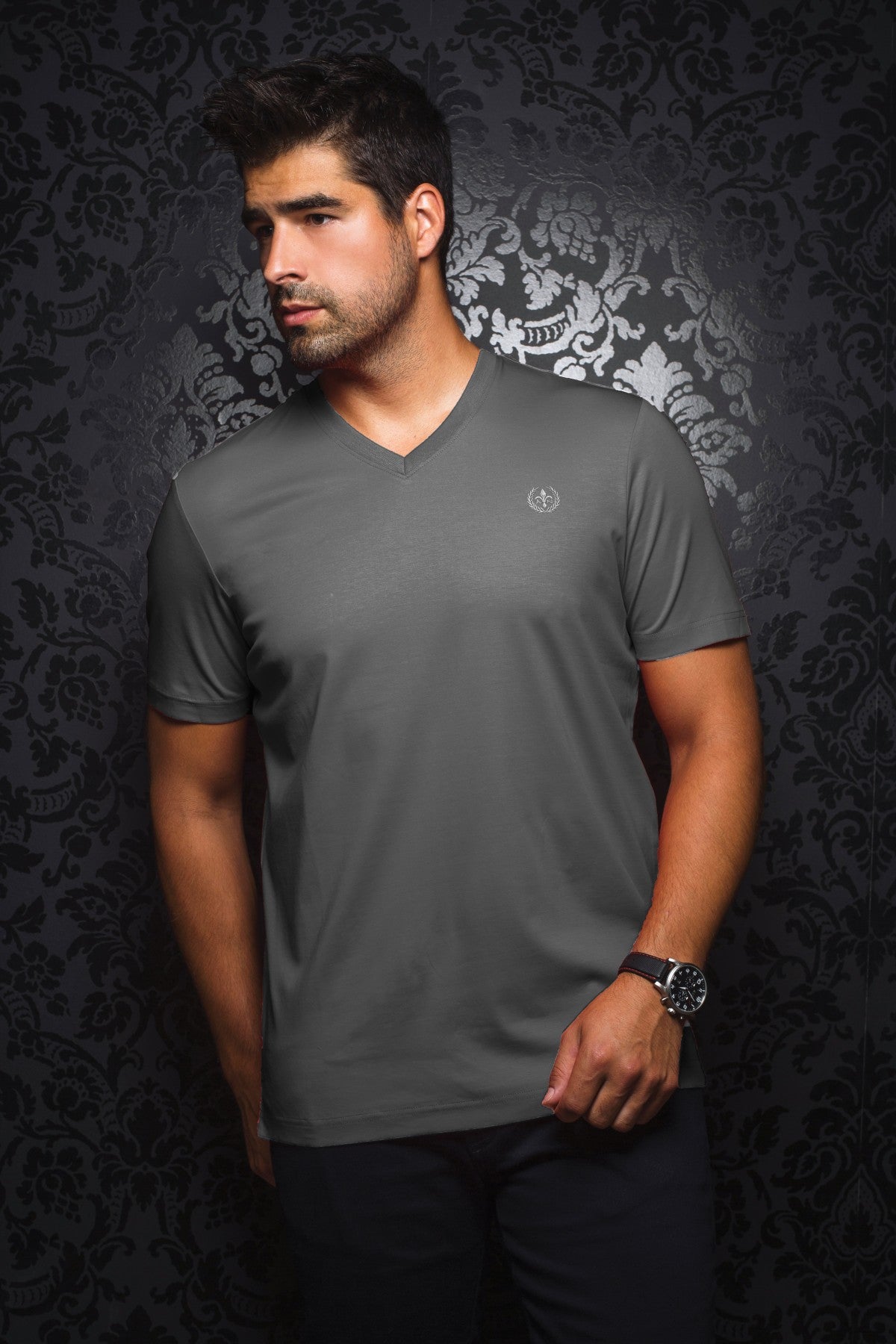 T-shirt | MICHAEL-V, med grey - AU NOIR